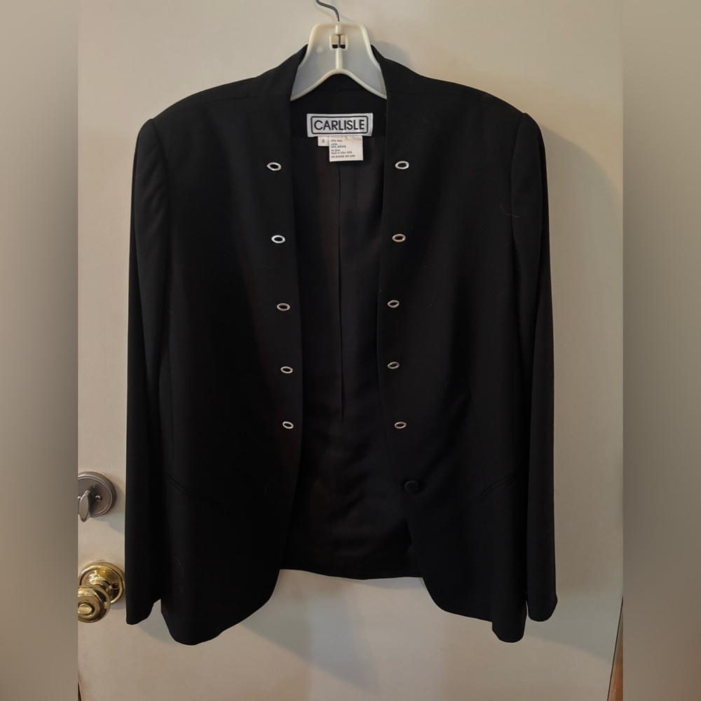 Women’s black wool Carlisle pants suit. Size 8